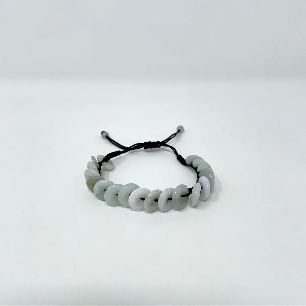 White‎ Jade and Leather Bracelet Adjustable